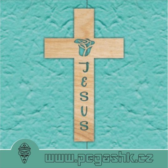 Dřevěný kříž- Jesus & Rose Cross 30 cm
